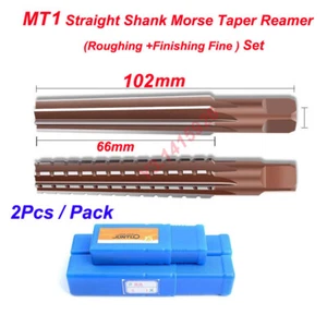 2Pcs MT1 Straight Shank Morse Taper Reamer Set Roughing+Finishing ReamerTool New - Picture 1 of 12