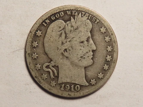 1910-D Barber Quarter, VG Cover