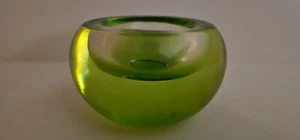 Crate & Barrel Lime Glow Green Glass Votive Candle Holder - Picture 1 of 3
