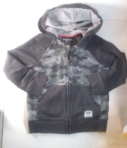 Oshkosh B'gosh kids Camouflage zip up hooded Jacket Size 5 gray pockets - Picture 1 of 10