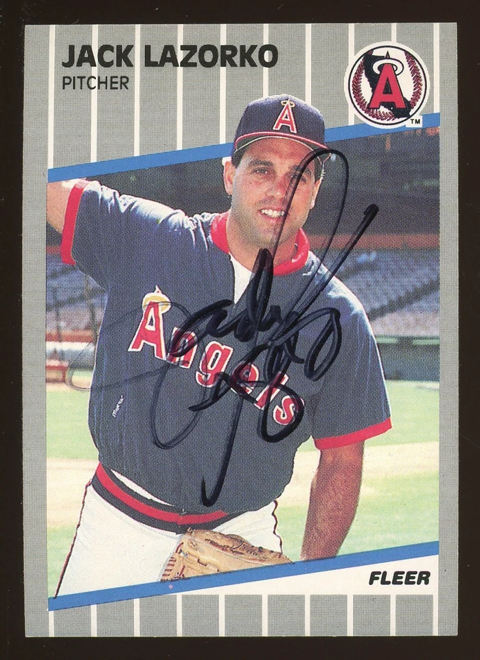 1989 Fleer JACK LAZORKO Signed Card autograph AUTO ANGELS BREWERS - Image 1 of 1