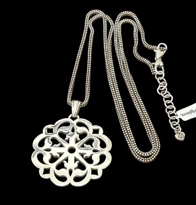 Brighton FERRARA Medallion Convertible  Necklace-silver color- pretty design - Image 1 of 2