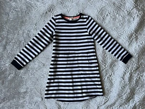 Basic H&M Girls Navy Blue White Striped Long Sleeve Sweater Dress Sz 8-10 - Picture 1 of 5