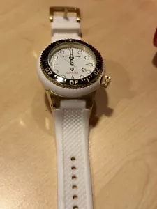Swiss Legend Neptune Quartz Watch White Ceramic Bezel Gold Tone Water Resistant - Picture 1 of 5