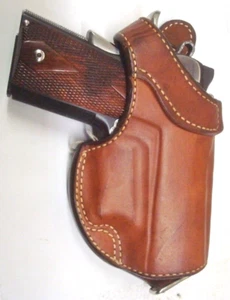 Bianchi 13 "SCORPION" for Colt 1911 pistol Suede Lined Brown Leather RH Holster - Picture 1 of 15