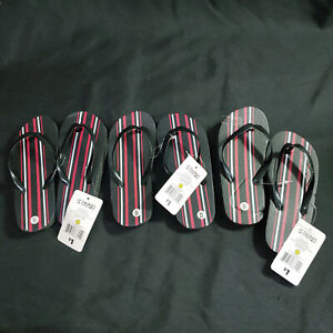 Lot of 3 Dolgen Boys Size S Small (11/12) Black & Red Striped Foam Flip Flops