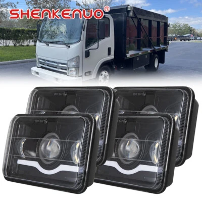 Faros LED delanteros de 4x6" pulgadas de haz alto bajo con DRL para GMC W3500 W4500 W5500 Foto 1 de 4