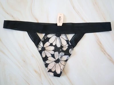全新 Victoria's Secret 复古 2015 透明花卉花边丁字裤大号 — 第 1/4 张图片