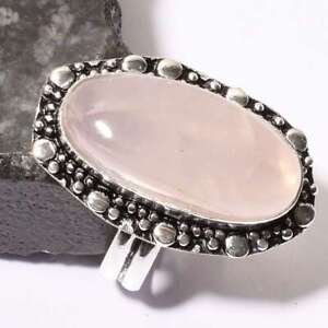 Rose Quartz Mother's Day Handmade Ring Jewelry US Size-6.75 AR 83762