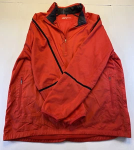 MENS NIKE GOLF JACKET XL LONG SLEEVE 1/4 ZIP RED WINDBREAKER Nice Pre Owned - Picture 1 of 14