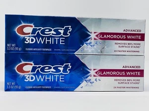 Pasta de dientes blanca glamorosa avanzada 2 Crest 3D White 3,3 oz/93 g nueva - Imagen 1 de 4