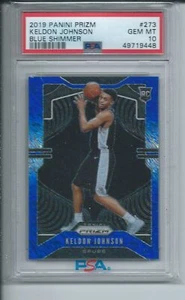 KELDON JOHNSON 2019-20 PANINI PRIZM BLUE SHIMMER PRIZMS RC SSP #273 PSA 10 POP 7 - Picture 1 of 2