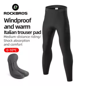 ROCKBROS Men's Windproof Fleece Thermal Trousers Cycling Pants Padded Shockproof - Picture 1 of 15
