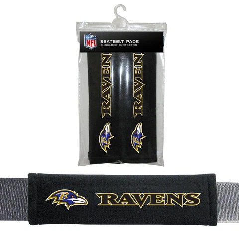 2PC NFL Baltimore Ravens Car Truck Bag Seat Belt Pads / Shoulder Pads Covers Cover