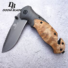 8" Drop Point Edc Folding Knife Wood Survival Camping Belt Cutter Glass Breaker