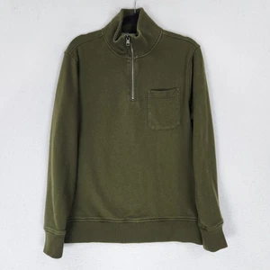 Banana Republic Sweater Mens Large Green Cotton Terry Half Zip Pullover Classic - Picture 1 of 10