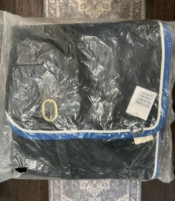 Novo Tapete de Lã Cooler Preto 80" Tamanho Cavalo com Tubulação Azul - Imagem 1 de 2