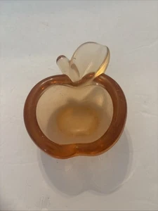 Le Chantel Cristal Apfel Schmuck Schale Aschenbecher Amber Peach MCM VINTAGE OBST - Bild 1 von 4