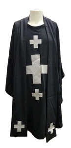 Gebrauchtes schwarzes Gewand + Stola Set mit grauen Kreuzen Handarbeit - Bild 1 von 11