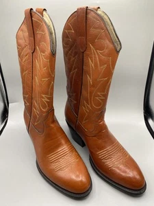 El Potro Boots Mens Size 8.5 D Brown Leather Cowboy Western Pull On Mexico Rodeo - Picture 1 of 14
