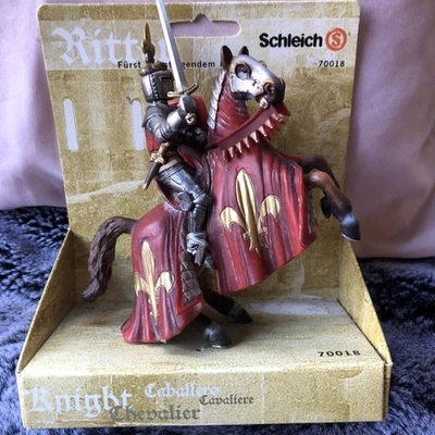 Schleich СНЯТ С ПРОИЗВОДСТВА 70018 Рыцарь Выращенная Лошадь Fleur de Lis Принц Красное Золото - Изображение 1 из 3