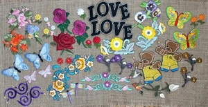 Iron On Applique Patch Lot 42 Piece Flowers Bird + Crafts Sewing Junk Journaling - Picture 1 of 6