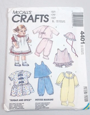 McCall's 4401 Sewing Pattern Doll 13"-18"Clothes For Female 1989 VTG Uncut - Image 1 of 4