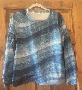Exclusiva sudadera ligera para mujer grande verde azulado y azul a rayas pulóver - Imagen 1 de 2
