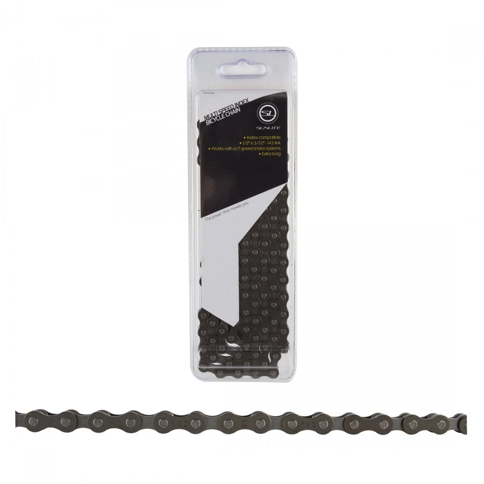 Sunlite SCN-MSi 5/6/7/8-Speed Black Steel MTB Chain 142 Links for Index Shifting - Image 1 of 1