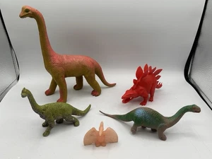 Vintage 1980s PVC Dinosaur Figures Lot Of 5 Brontosaurus Brachiosaurus Steg - Picture 1 of 15