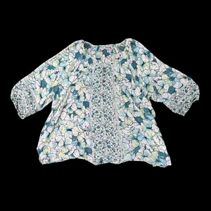 Catherines Womans Lightweight Sheer Floral Blous Size 5X Boho Peasant - Picture 1 of 5
