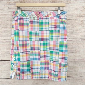 Talbots Women's Madras Plaid Lace Up Sides Mini Pencil Skirt Sz 6 Casual - Picture 1 of 7