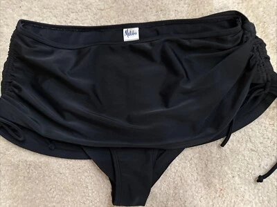 MALIBU Dream Girl Women Black Skort Bottom Swim Skirt SZ Large Side Draw String - Image 1 of 3