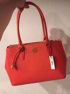 Nuevo con etiquetas Bolso Cartera Grande Dkny Mujeres Bryant Park Saffiano Cuero Doble Cremallera Rojo - Imagen 1 de 2