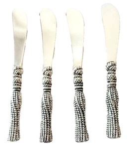 ELEGANCE Wine Things 4-Piece Zinc Alloy Cheese Spreader/Butter Knife Heavyweight - Picture 1 of 8