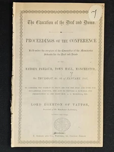 1885 MANCHESTER Proceedings of the conference Deaf and Dumb Pamphlet Rare - Imagen 1 de 9