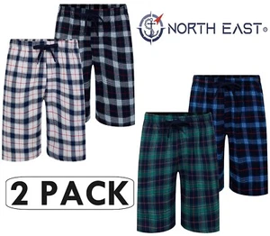 Mens 2 Pack Lounge Shorts Brushed Flannel Sleep PJ Night Shorts MultiPack M-2XL - Picture 1 of 8