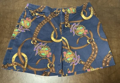 Ralph Lauren Western Theme Zapato de Caballo/Logo Mezcla de Algodón Pantalones Cortos Talla 4 Foto 1 de 4