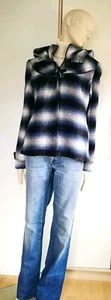 MAVI Jacke *Wolljacke *M *36/ 38 *Blau Weiß Schwarz *Karo *Kapuze *Retro Look - Bild 1 von 12