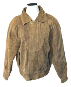 Vintage Gitano Men's Brown Suede Leather Jacket Coat Heavy Weight Size Med - Picture 1 of 12