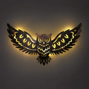 Wall Lights Owl Hanging Solar Lights Outdoor Metal Solar Garden Lights - Picture 1 of 7