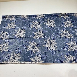 hoffman fabric blue winter floral 42x73 2 yards - Picture 1 of 11