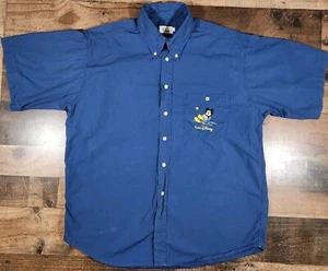 Disney Euro Shirt Mens Large Blue Short Sleeve Button Down Mickey Embroidered - Picture 1 of 12