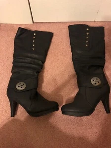 Top Moda Womens Faux Leather Knee-High 4" Heel Boots Size 8.5M NEW - Picture 1 of 12