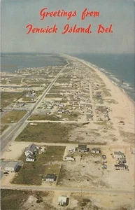 Fenwick Island DE Greetings Aerial View Looking North Houses Beach postcard CP4 - Picture 1 of 2