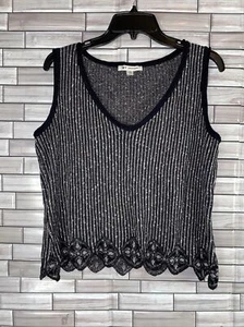 St. John Ribbed Sleeveless V Neck Tank Size Large - Picture 1 of 7