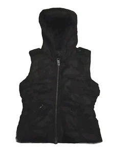 Urban Childrens 3XS Quilted Hooded Puffer Vest Black Double Zip Slotted Pockets  - Picture 1 of 11
