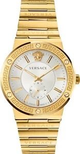 Versace VEVI00520 Greca Logo weiss silber gold Edelstahl Armband Uhr Herren NEU - Bild 1 von 9
