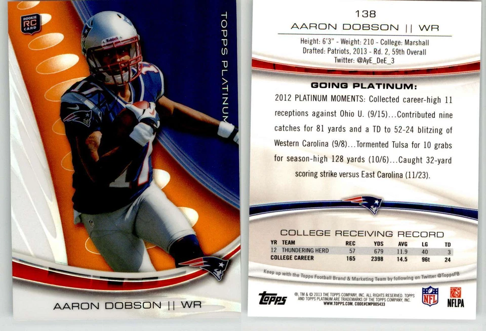 Aaron Dobson 2013 Topps Platinum Orange Refractor #138 Marshall Patriots RC - Image 1 of 1