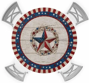 Round 4th of July Tablecloth with Elastic Band Fits Tables up to 36“-44”Diameter - Picture 1 of 9